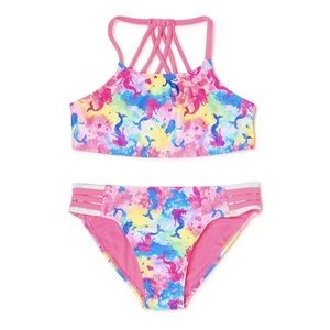 Wonder Nation Girls Two piece Mermaid Bikini Swimsuit w/UPF 50+ Protecti…